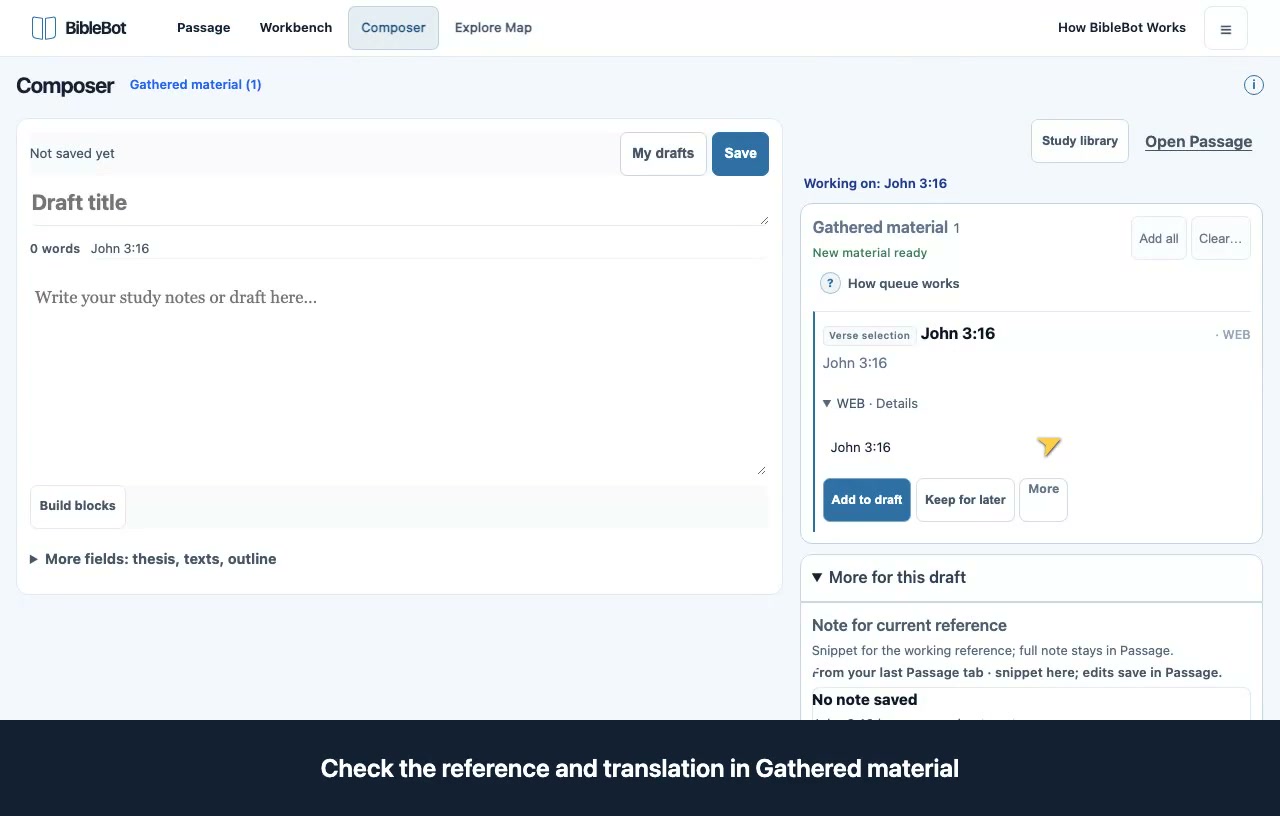 Preview: send useful material to composer