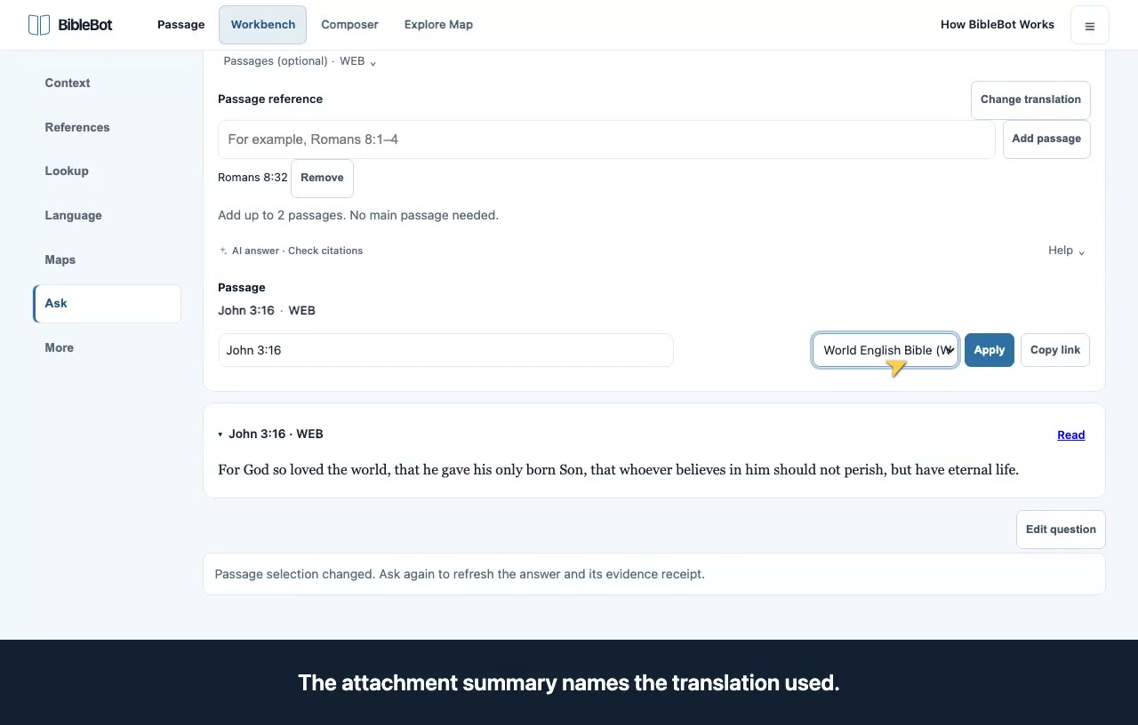 Preview: ask, inspect evidence, and keep an answer